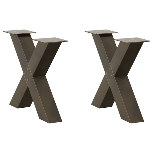 Coffee Table Legs X-Shaped 2 pcs Natural Steel 60x(42-43) cm Steel