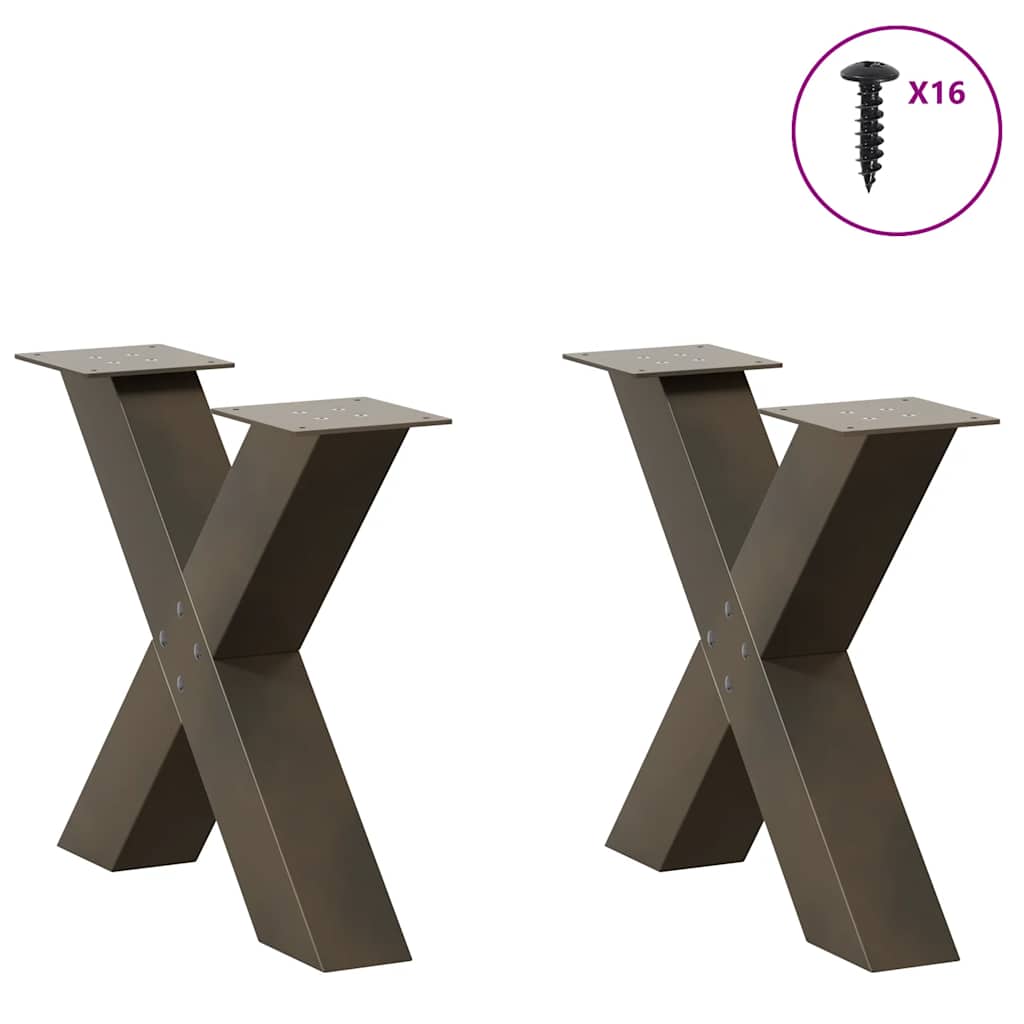 Coffee Table Legs X-Shaped 2 pcs Natural Steel 60x(42-43) cm Steel