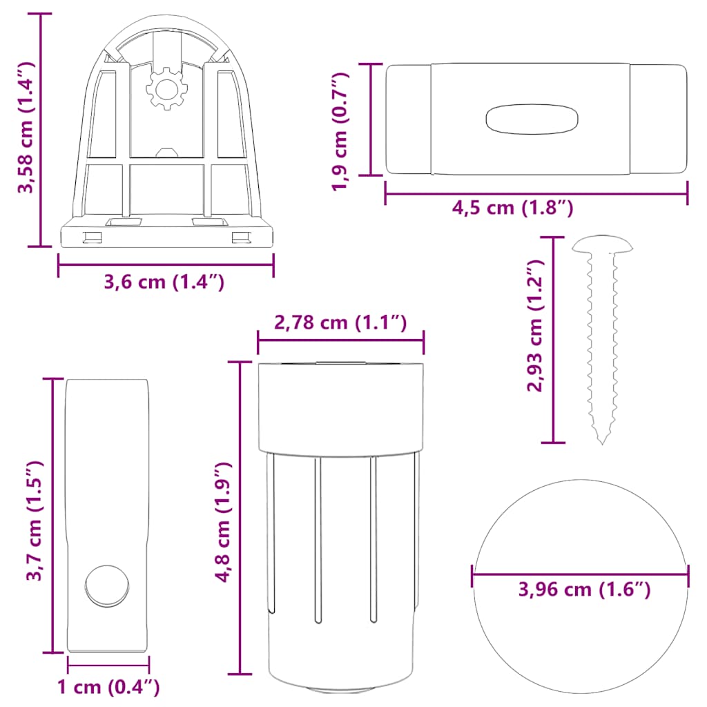 18 Piece Roller Blind Fittings 18 mm
