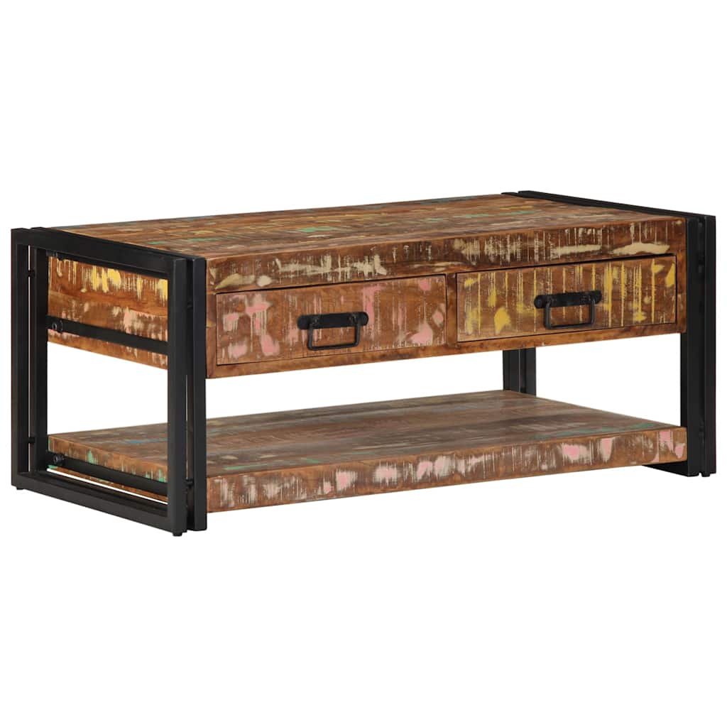 Coffee Table Multicolour 90x50x38 cm Solid Wood Reclaimed