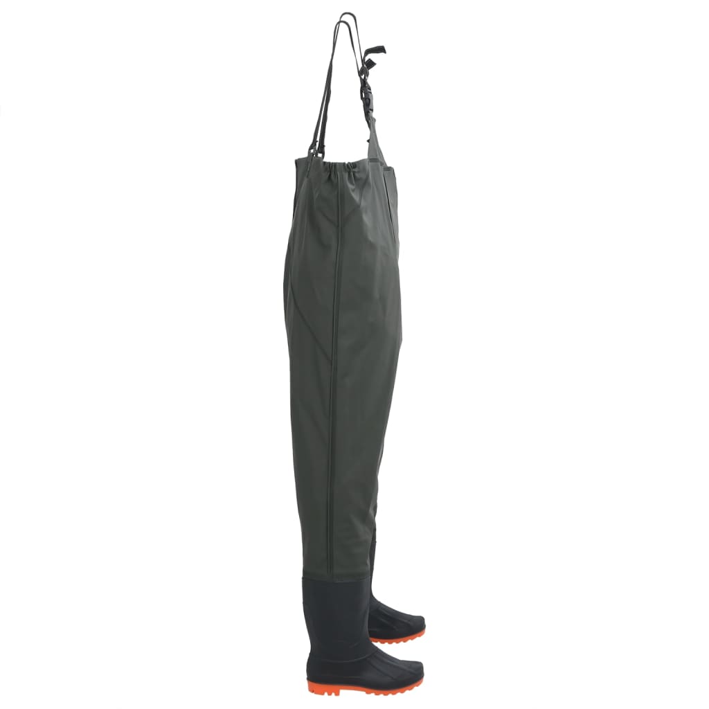Chest Waders with Boots Dark Green Size 46