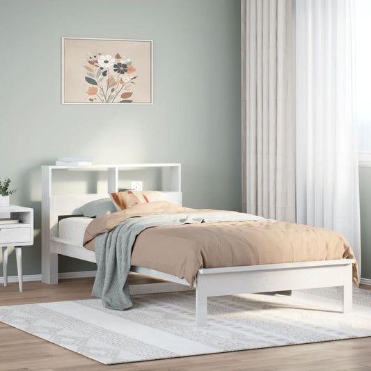 Bookcase Bed without Mattress White 100x200 cm Solid Wood Pine