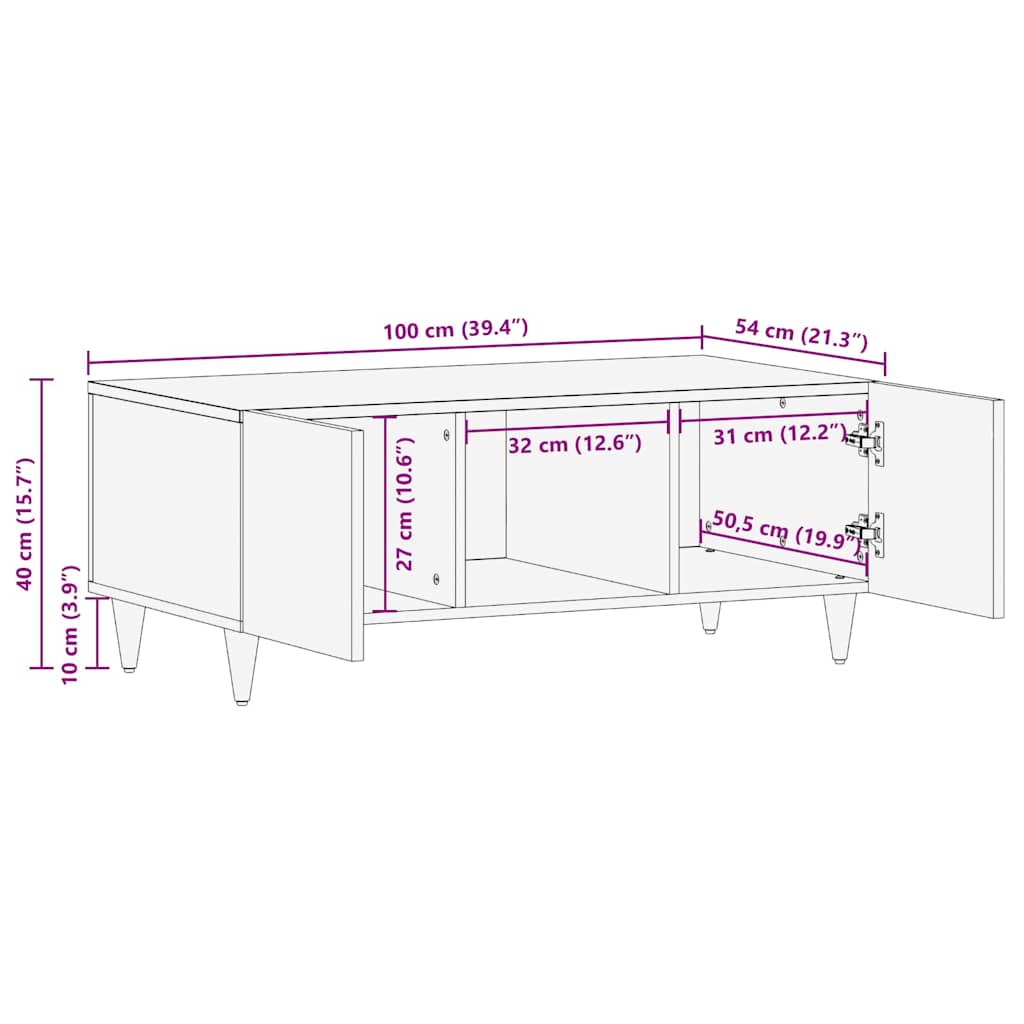 Coffee Table Honey brown 100 x 54 x 40 cm Solid mango wood