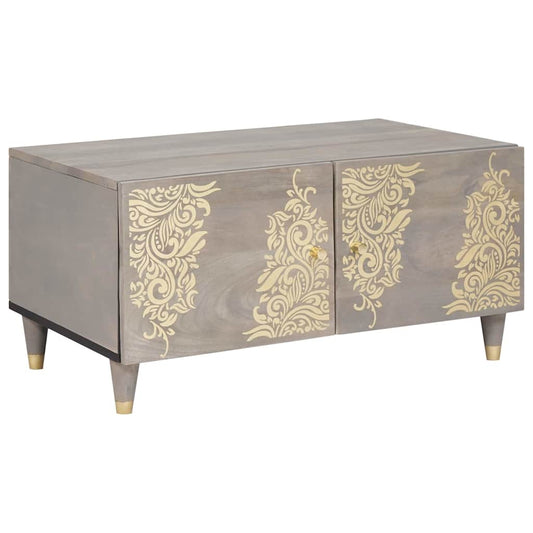 Coffee Table Grey 80 x 50 x 40 cm Solid mango wood