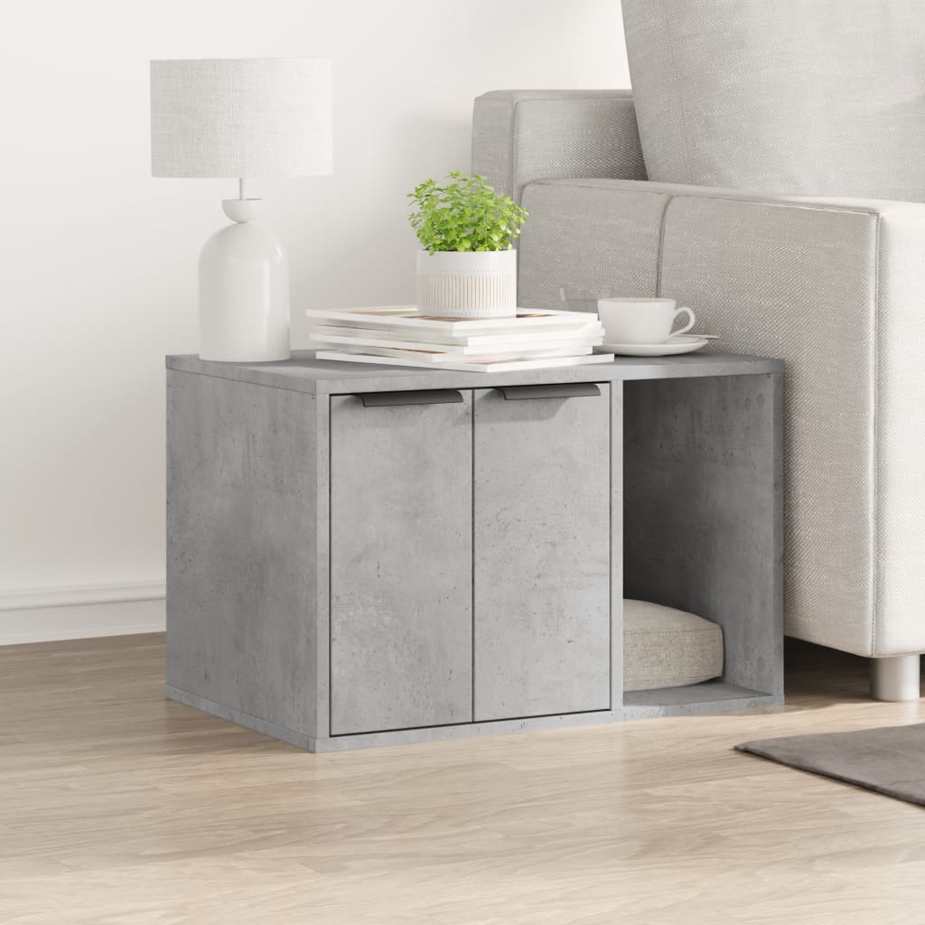 Cat Litter Box Enclosure Concrete Grey 60x40x40 cm Engineered Wood
