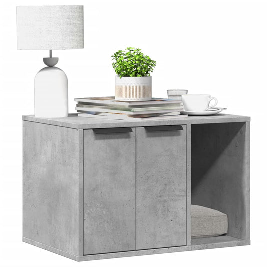 Cat Litter Box Enclosure Concrete Grey 60x40x40 cm Engineered Wood