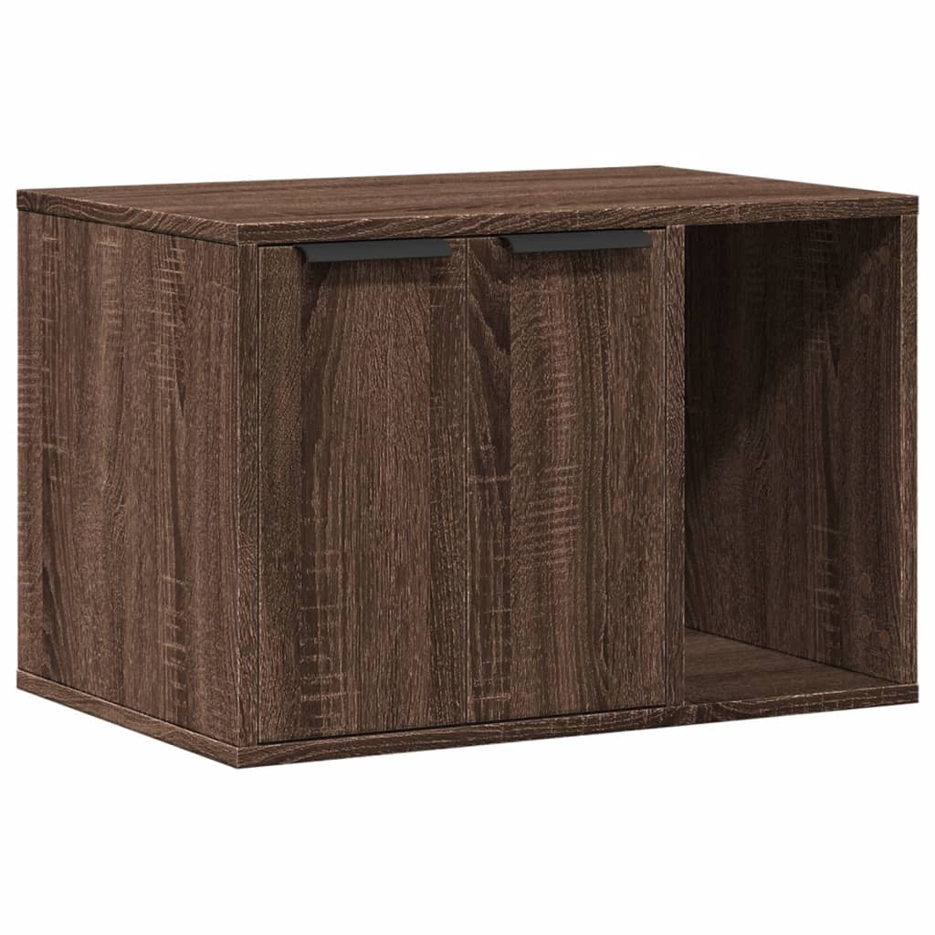 Cat Litter Box Enclosure Brown Oak 60x40x40 cm Engineered Wood