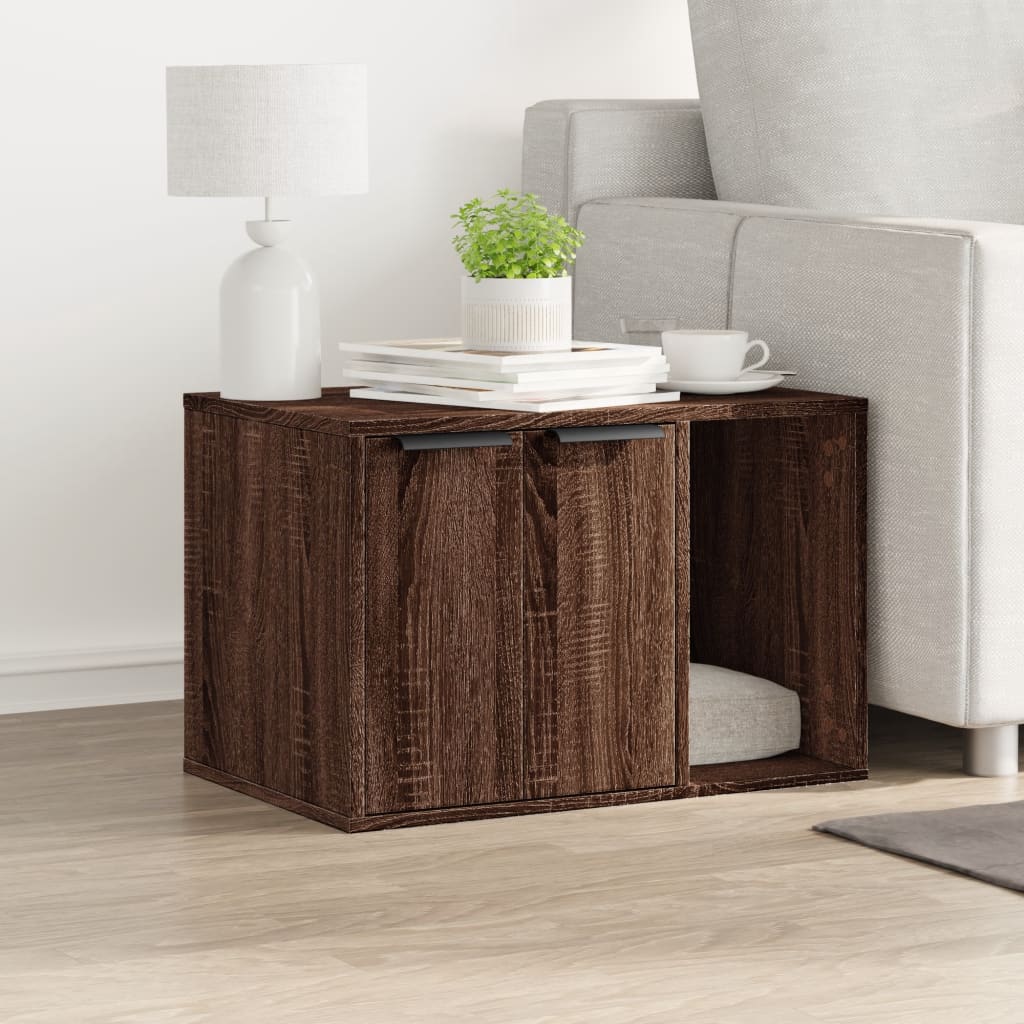 Cat Litter Box Enclosure Brown Oak 60x40x40 cm Engineered Wood