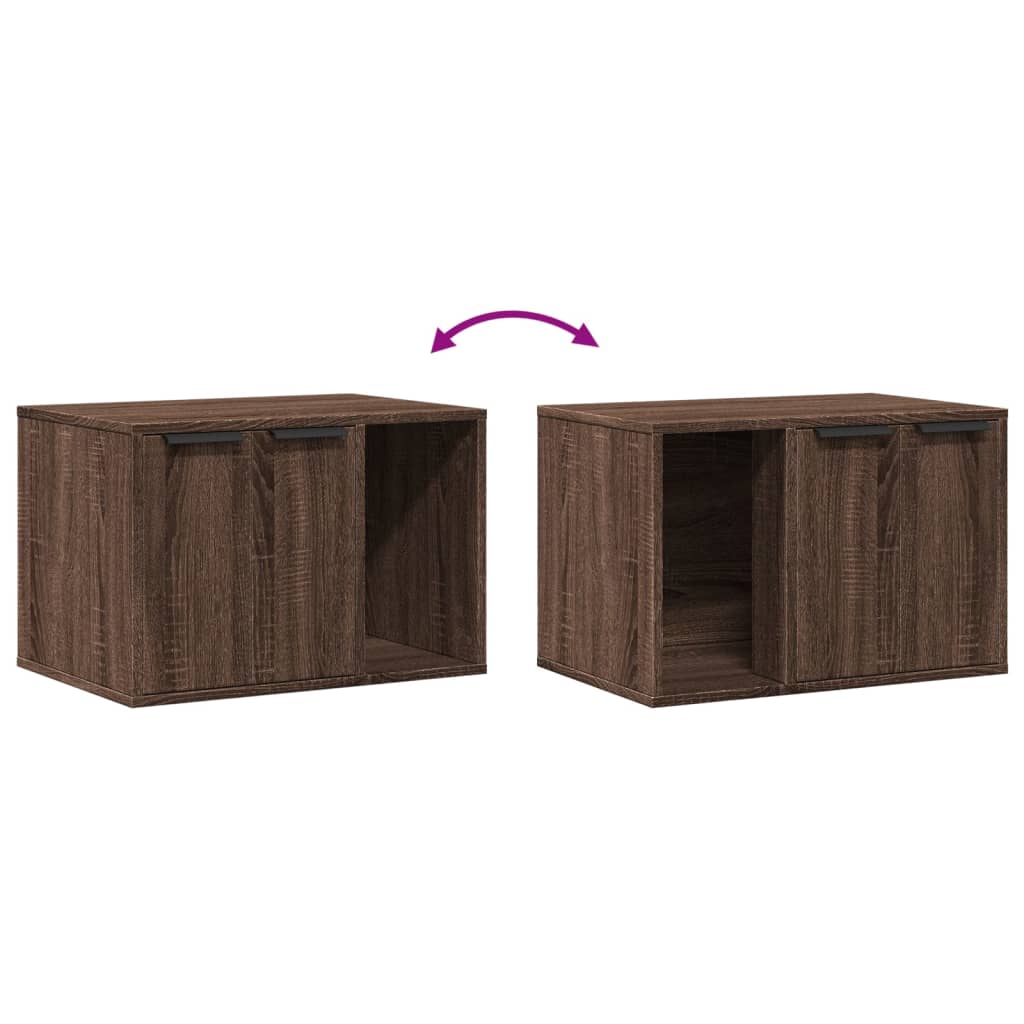 Cat Litter Box Enclosure Brown Oak 60x40x40 cm Engineered Wood