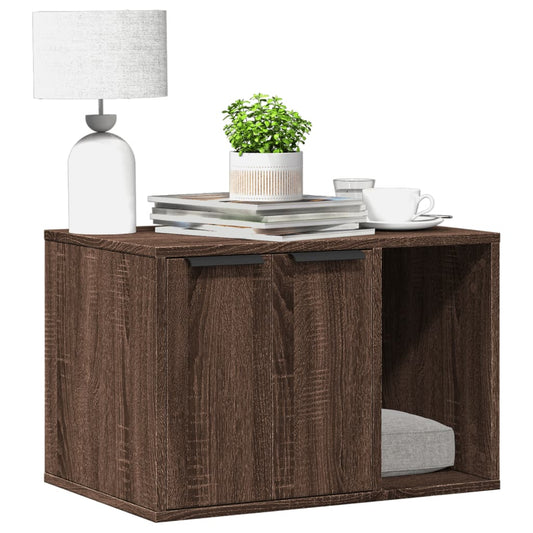Cat Litter Box Enclosure Brown Oak 60x40x40 cm Engineered Wood
