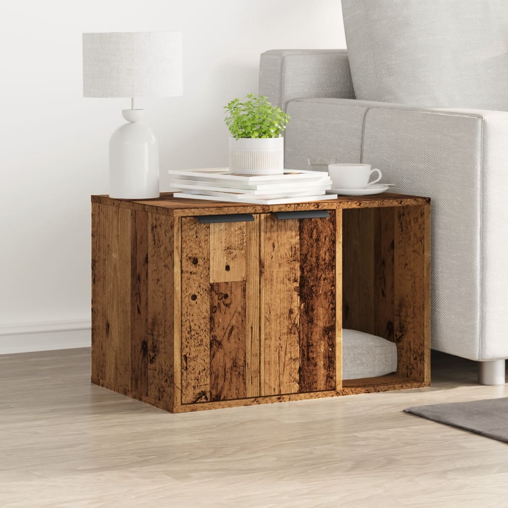 Cat Litter Box Enclosure Old Wood 60x40x40 cm Engineered Wood
