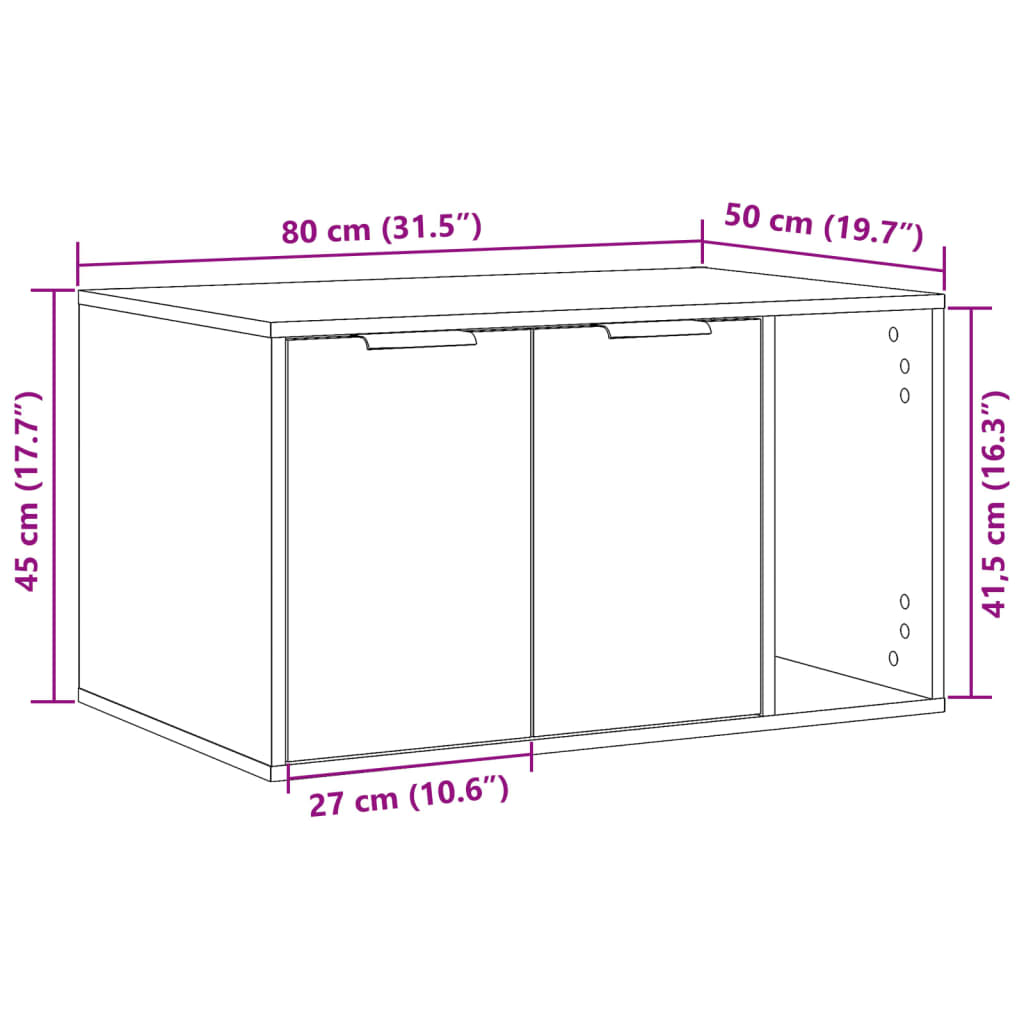 Cat Litter Box Enclosure Old Wood 80x50x45 cm Engineered Wood