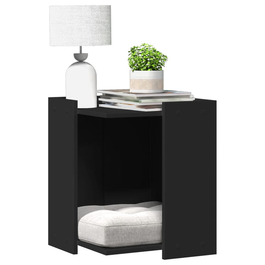 Cat Litter Box Enclosure Black 42x42x51 cm Engineered Wood