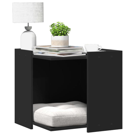 Cat Litter Box Enclosure Black 53x53x51 cm Engineered Wood