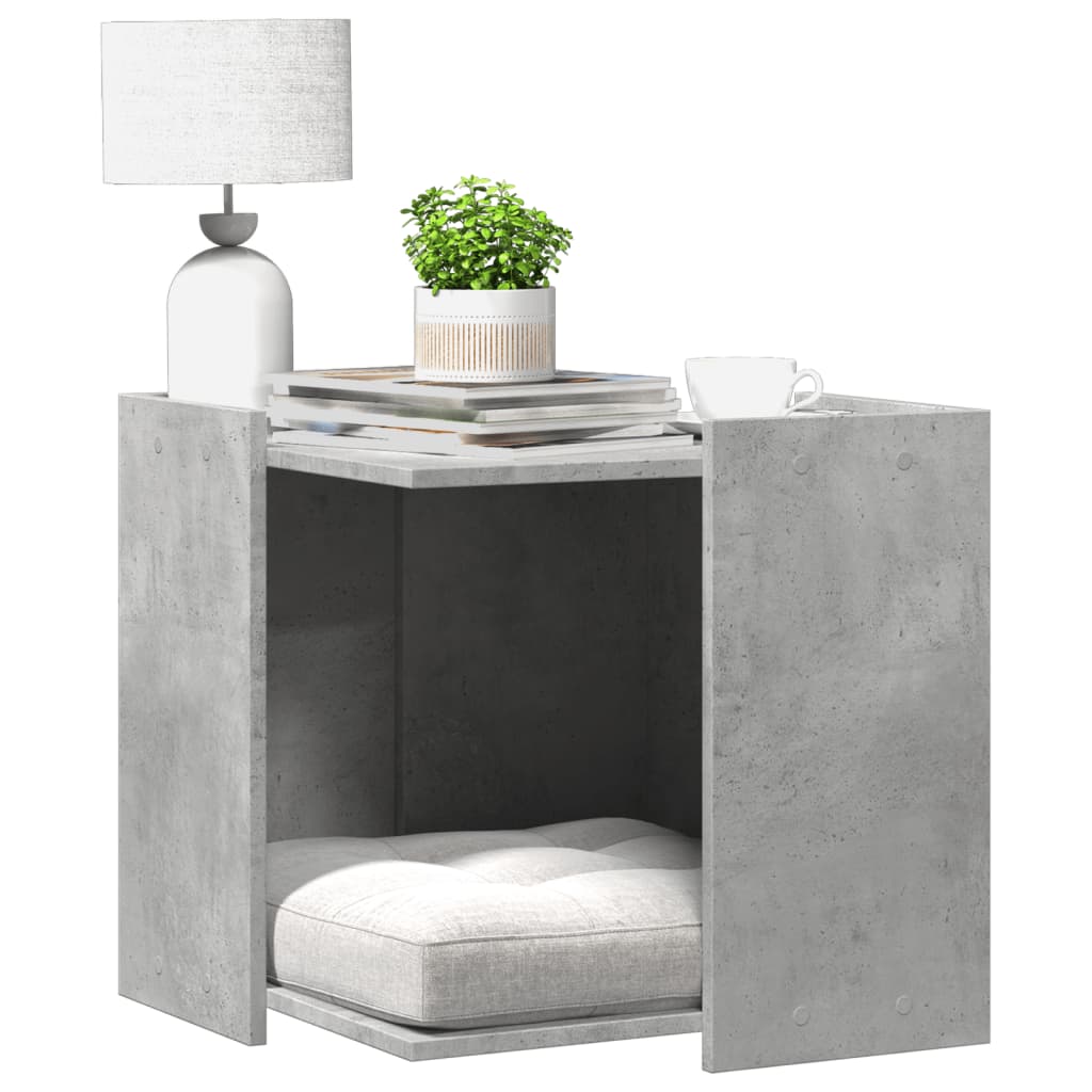Cat Litter Box Enclosure Concrete Grey 53x53x51 cm Engineered Wood