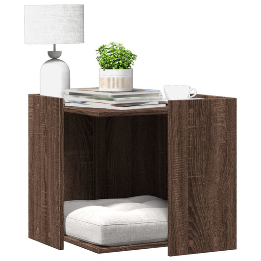Cat Litter Box Enclosure Brown Oak 53x53x51 cm Engineered Wood