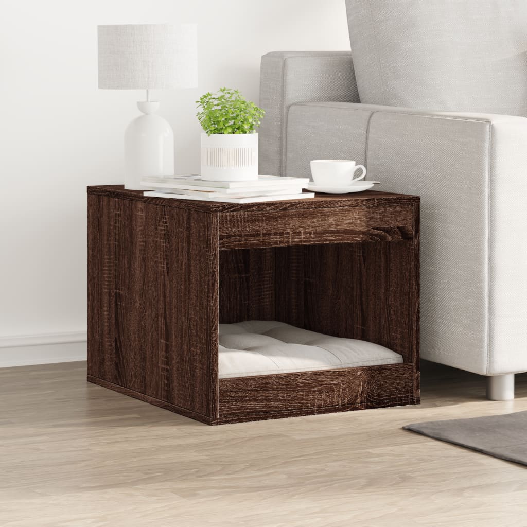 Cat Litter Box Enclosure Brown Oak 47x59x42 cm Engineered Wood