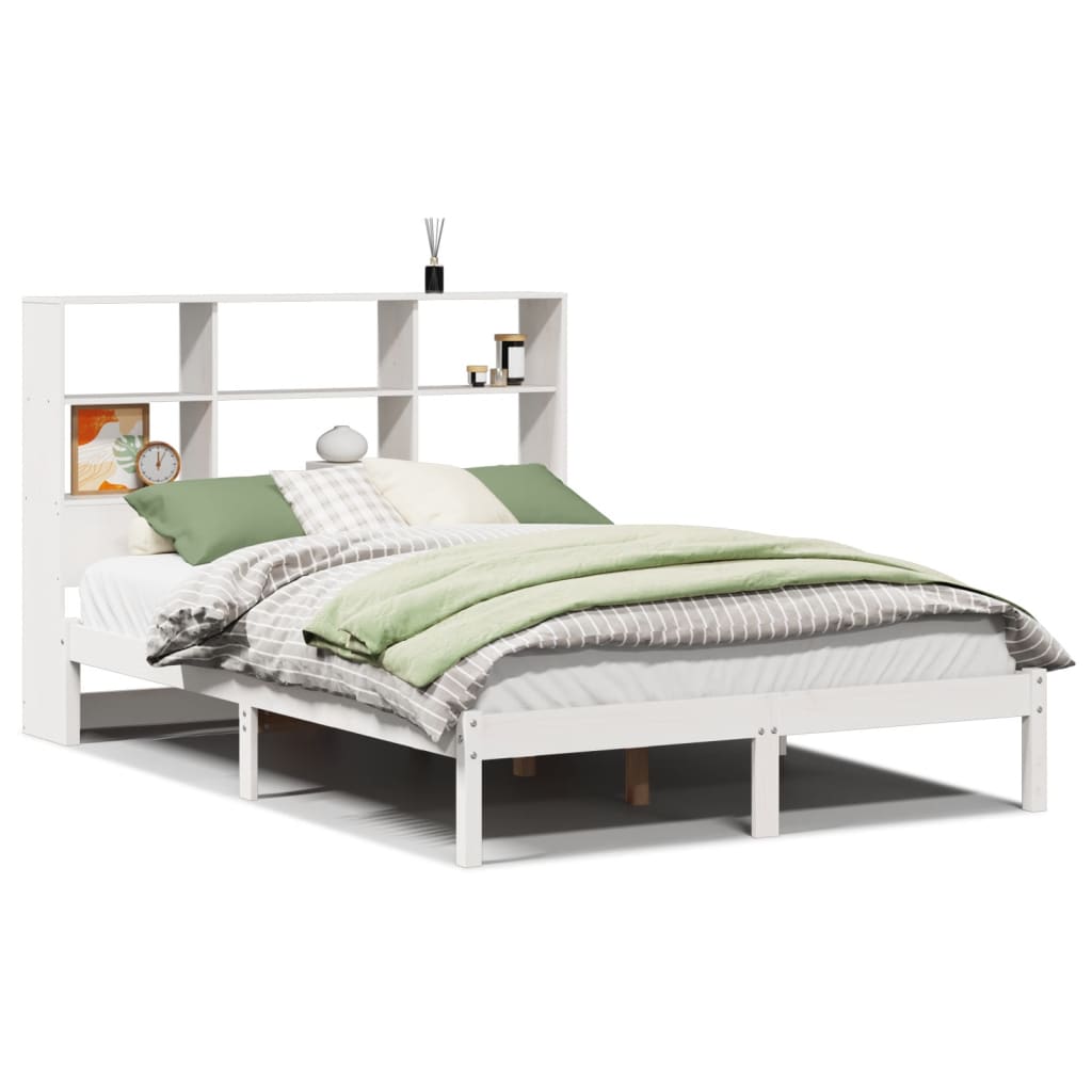 Bookcase Bed without Mattress White 160x200 cm Solid Wood Pine