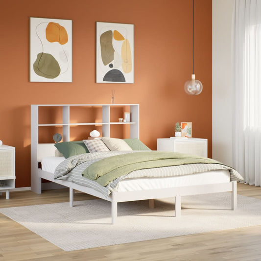 Bookcase Bed without Mattress White 160x200 cm Solid Wood Pine