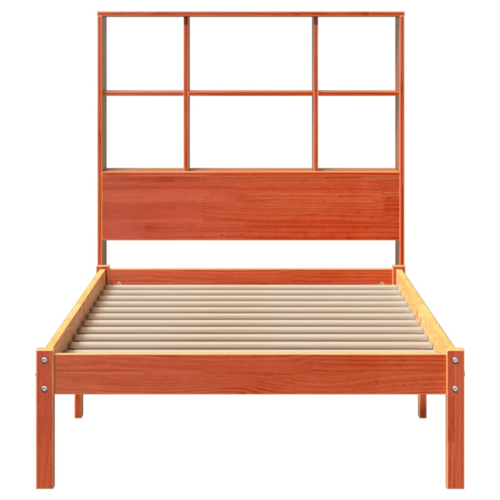 Bookcase Bed without Mattress Wax Brown 90x200 cm Solid Wood Pine