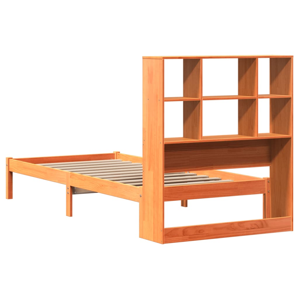 Bookcase Bed without Mattress Wax Brown 90x200 cm Solid Wood Pine