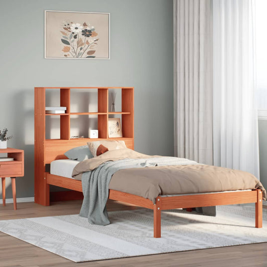 Bookcase Bed without Mattress Wax Brown 90x200 cm Solid Wood Pine