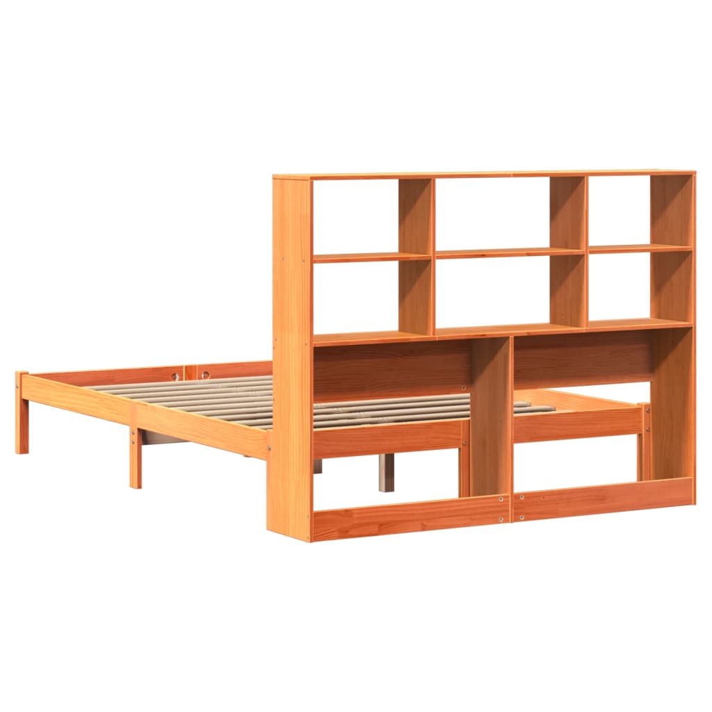 Bookcase Bed without Mattress Wax Brown 160x200 cm Solid Wood Pine