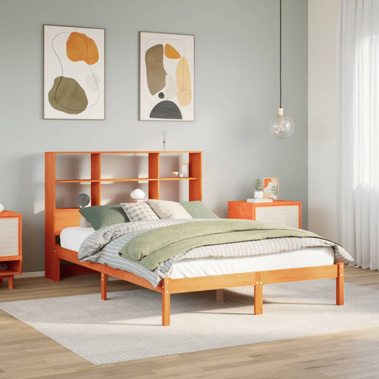 Bookcase Bed without Mattress Wax Brown 160x200 cm Solid Wood Pine