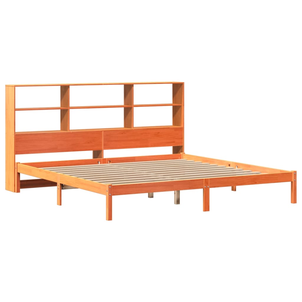 Bookcase Bed without Mattress Wax Brown 180x200 cm Super King Solid Wood Pine