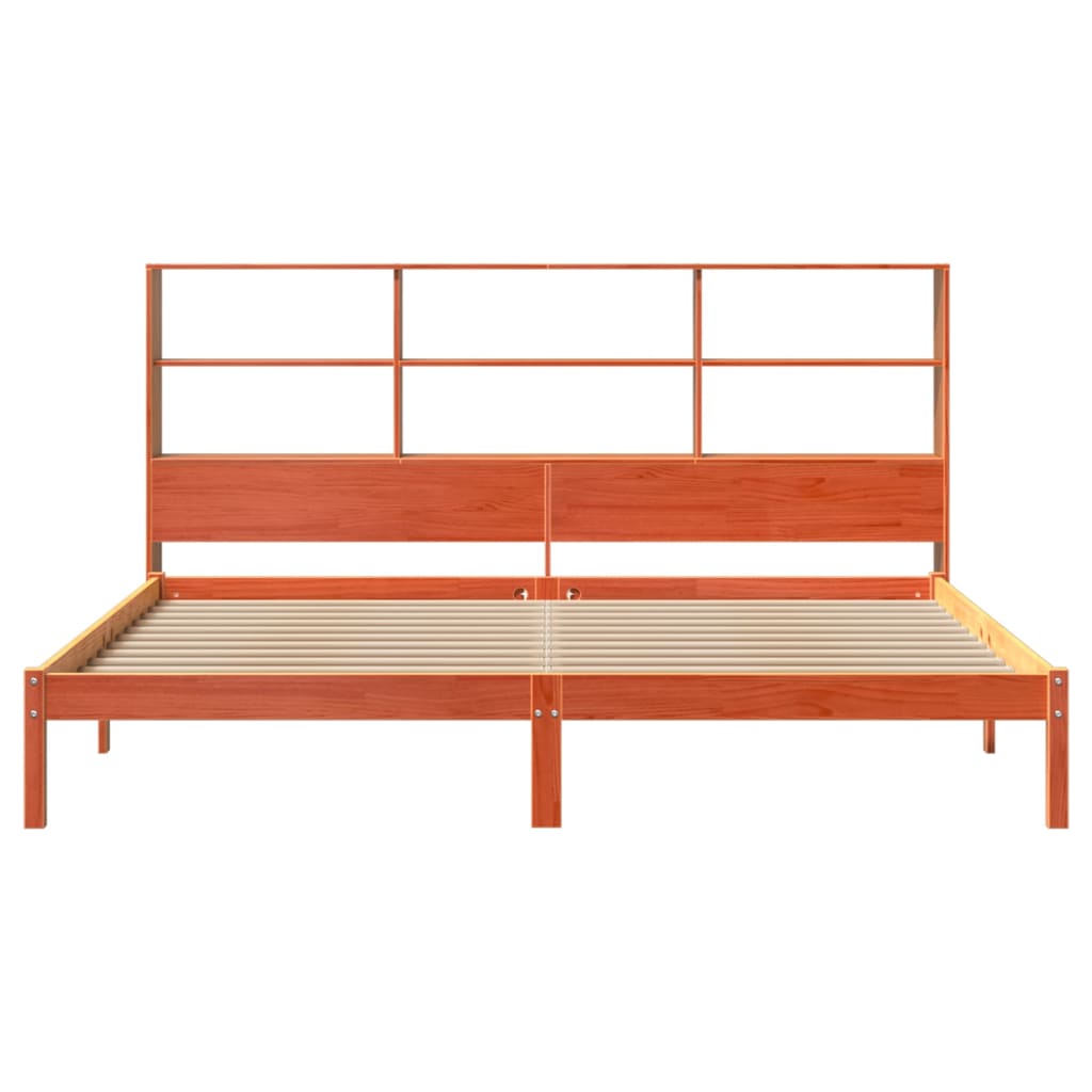 Bookcase Bed without Mattress Wax Brown 200x200 cm Solid Wood Pine
