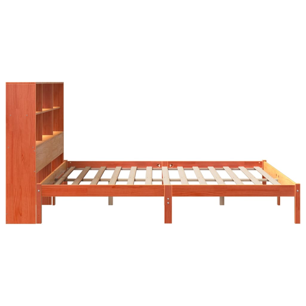Bookcase Bed without Mattress Wax Brown 200x200 cm Solid Wood Pine