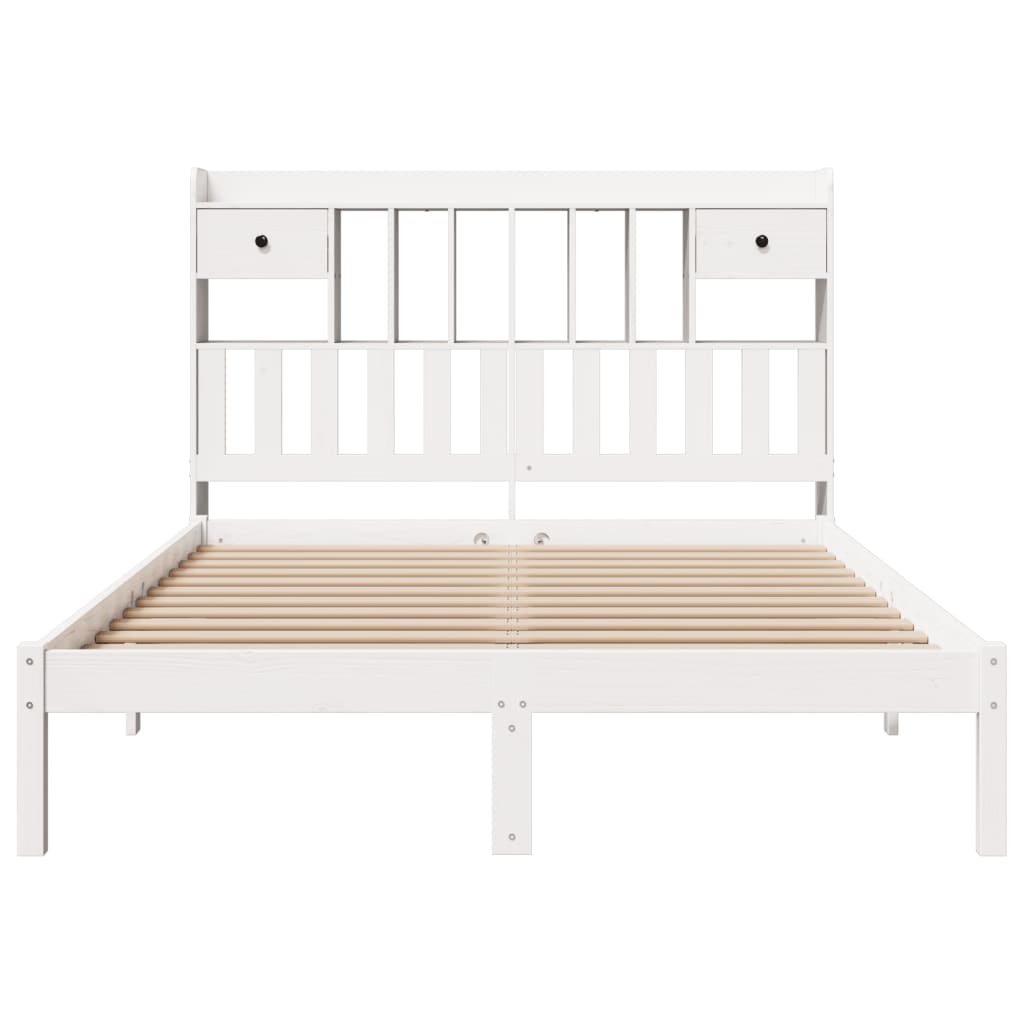 Bookcase Bed without Mattress White 140x190 cm Solid Wood Pine