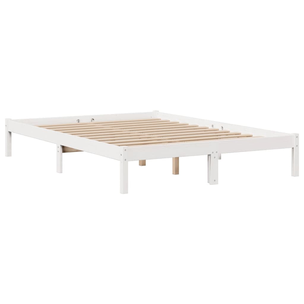 Bookcase Bed without Mattress White 140x190 cm Solid Wood Pine