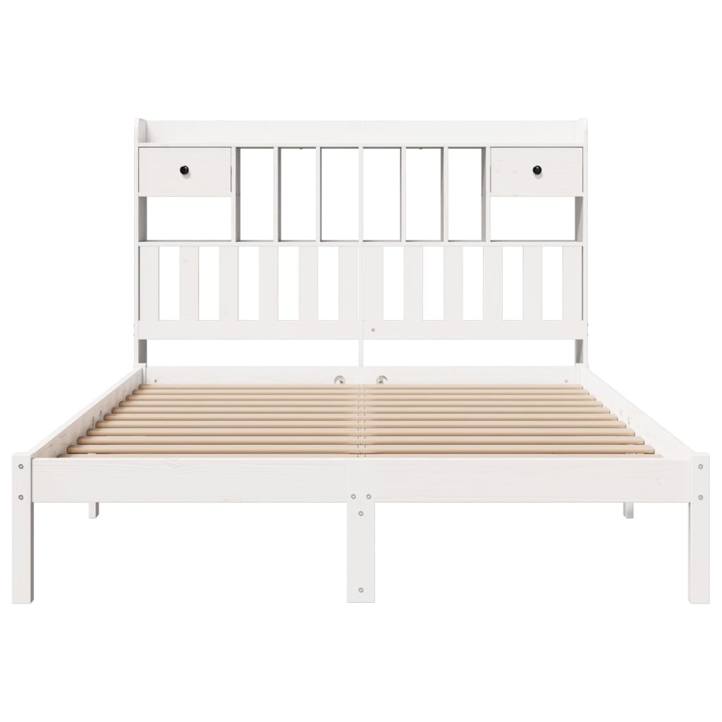 Bookcase Bed without Mattress White 160x200 cm Solid Wood Pine