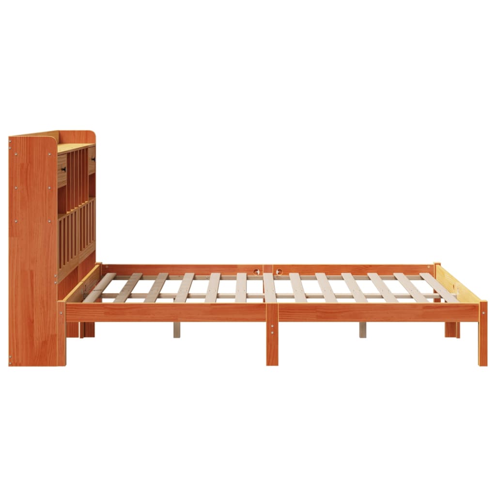 Bookcase Bed without Mattress Wax Brown 160x200 cm Solid Wood Pine
