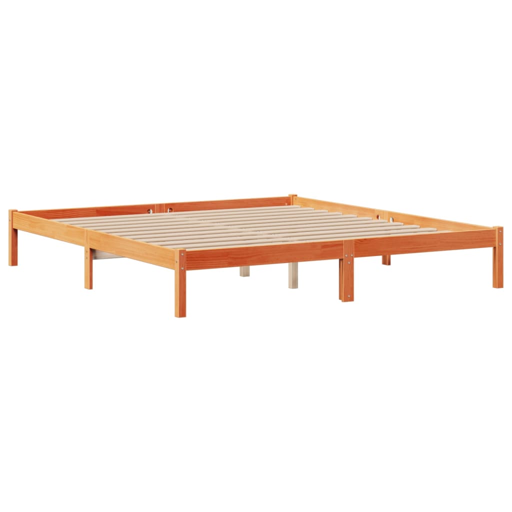 Bookcase Bed without Mattress Wax Brown 180x200 cm Super King Solid Wood Pine