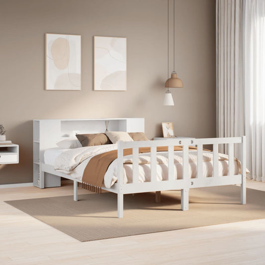 Bookcase Bed without Mattress White 120x200 cm Solid Wood Pine