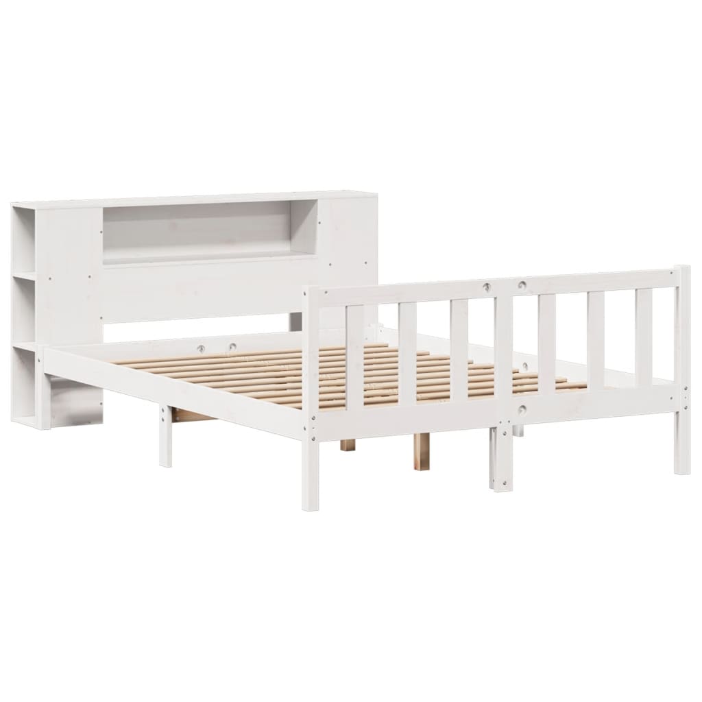 Bookcase Bed without Mattress White 140x200 cm Solid Wood Pine