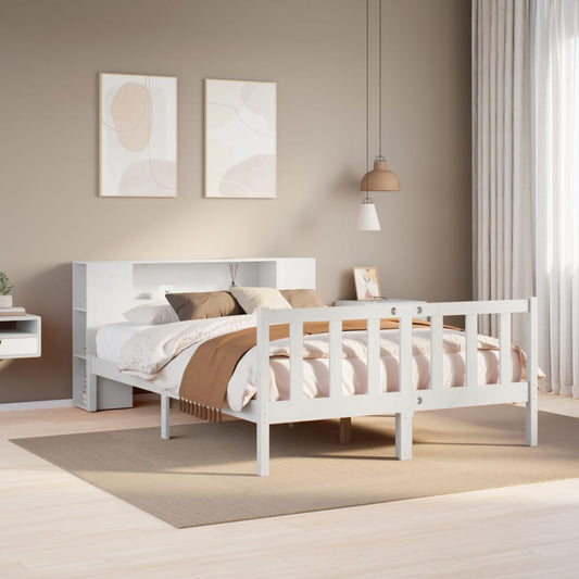 Bookcase Bed without Mattress White 140x200 cm Solid Wood Pine