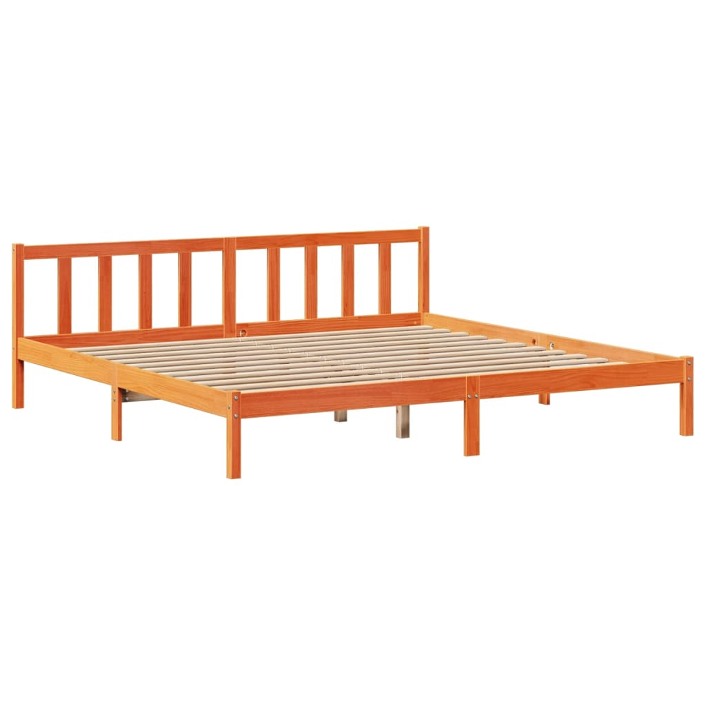 Bookcase Bed without Mattress Wax Brown 200x200 cm Solid Wood Pine