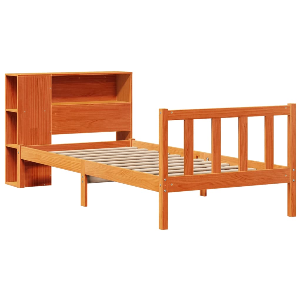 Bookcase Bed without Mattress Wax Brown 75x190 cm Small Single Solid Wood Pine