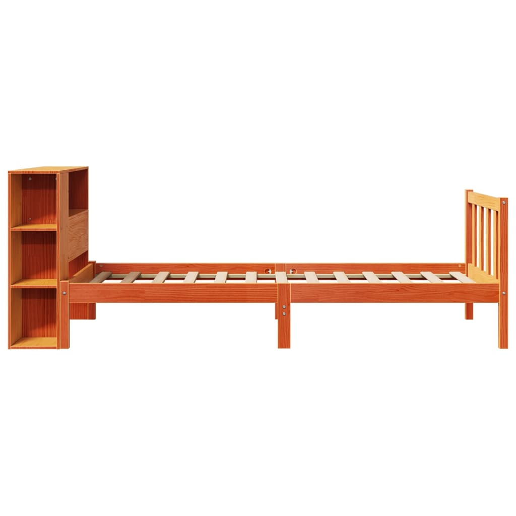 Bookcase Bed without Mattress Wax Brown 75x190 cm Small Single Solid Wood Pine