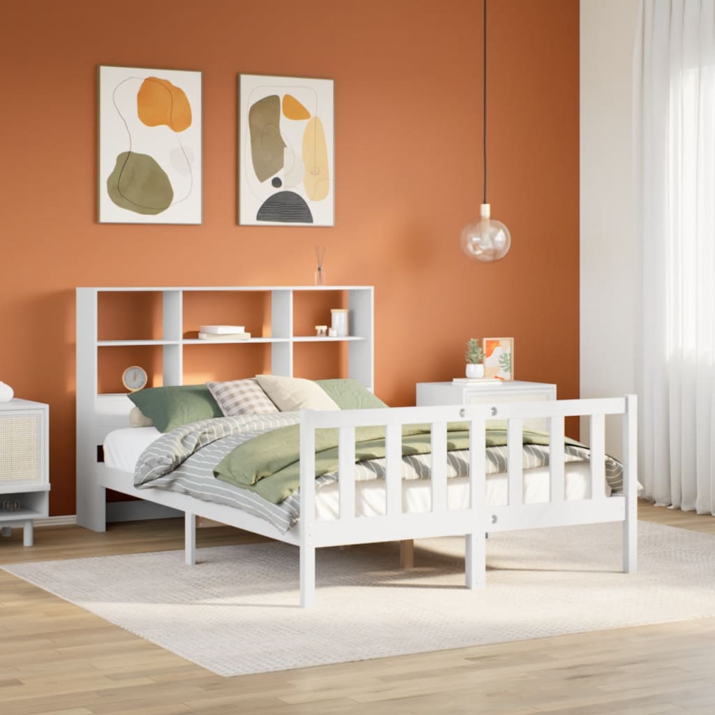 Bookcase Bed without Mattress White 140x200 cm Solid Wood Pine