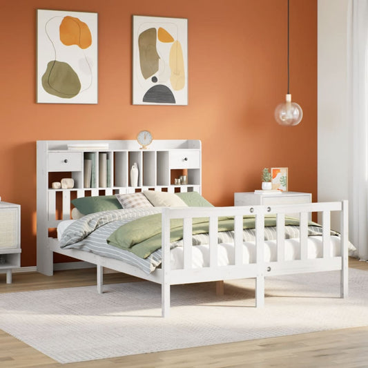 Bookcase Bed without Mattress White 160x200 cm Solid Wood Pine