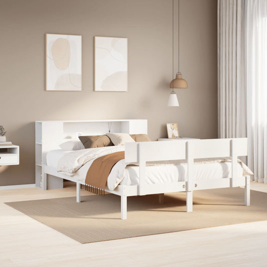 Bookcase Bed without Mattress White 160x200 cm Solid Wood Pine