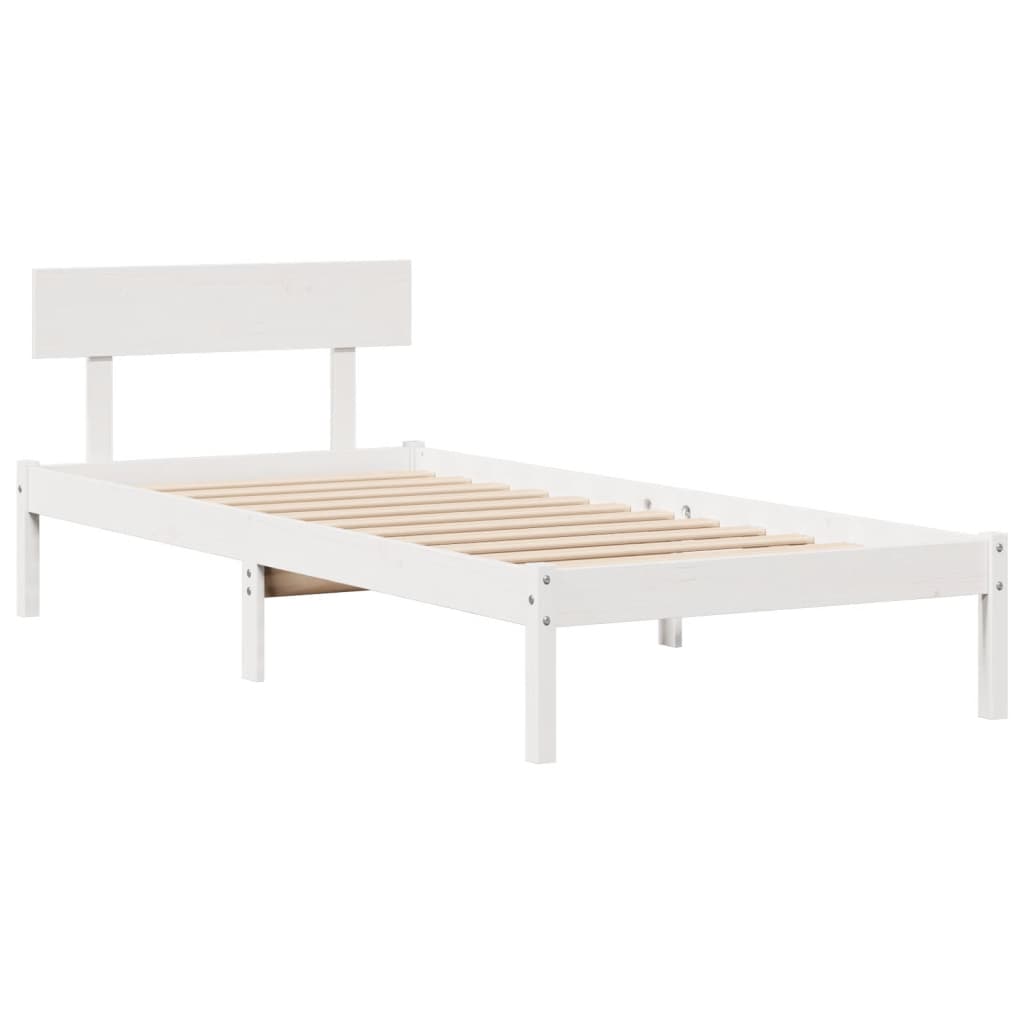 Bookcase Bed without Mattress White 100x200 cm Solid Wood Pine