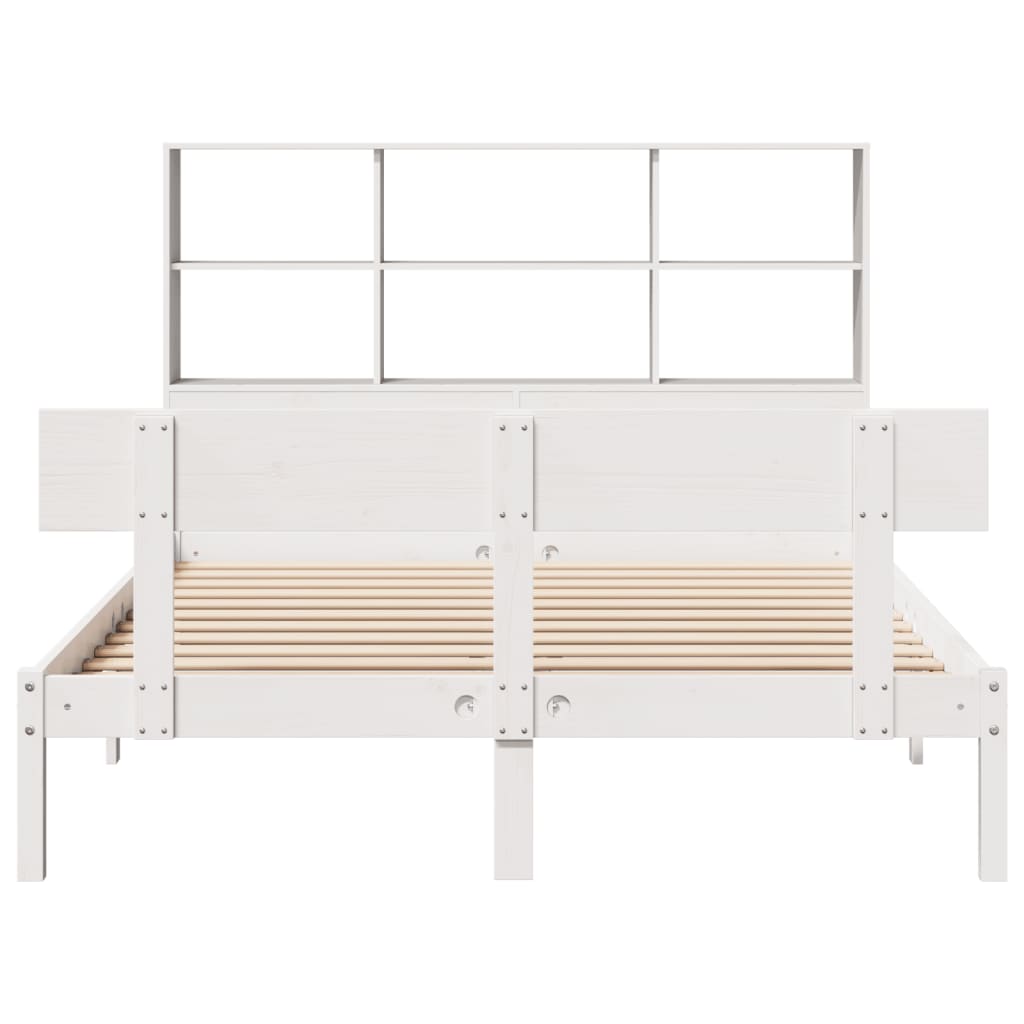 Bookcase Bed without Mattress White 140x190 cm Solid Wood Pine