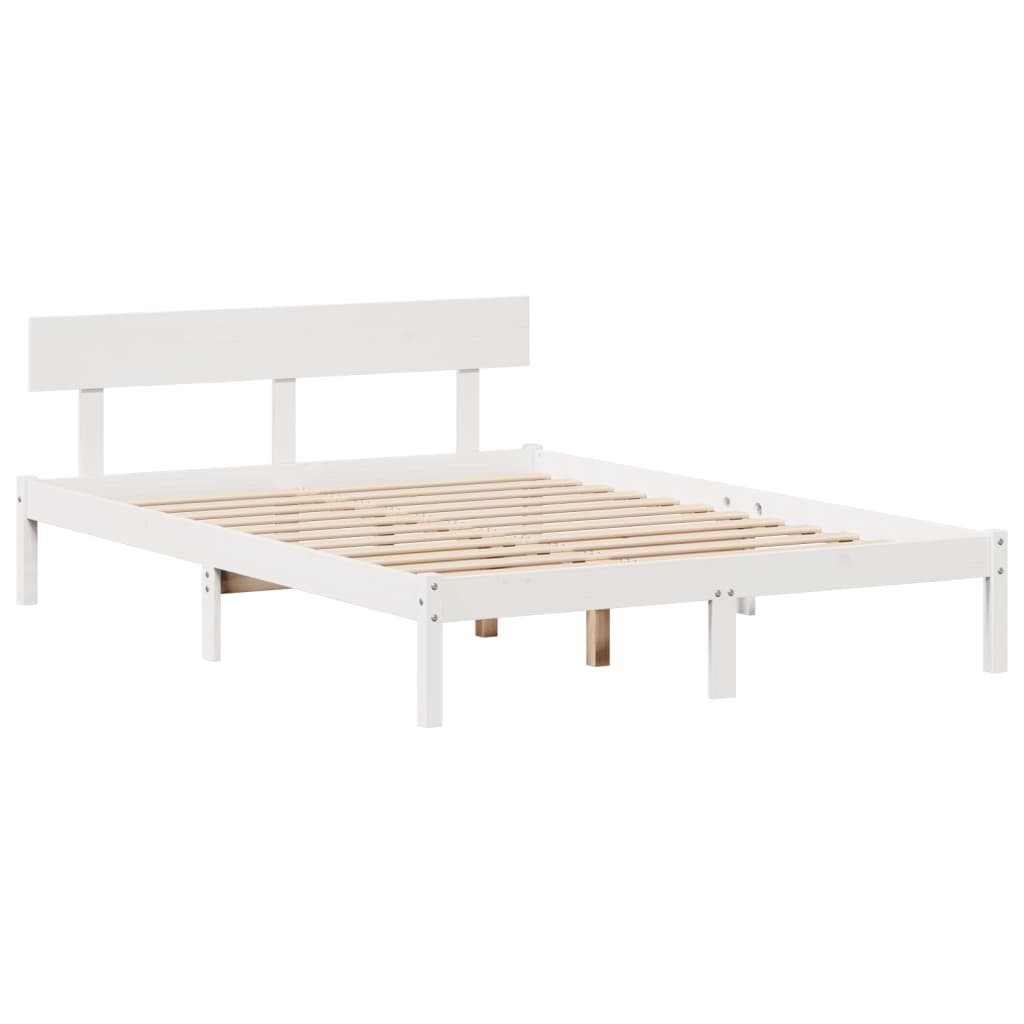 Bookcase Bed without Mattress White 140x190 cm Solid Wood Pine
