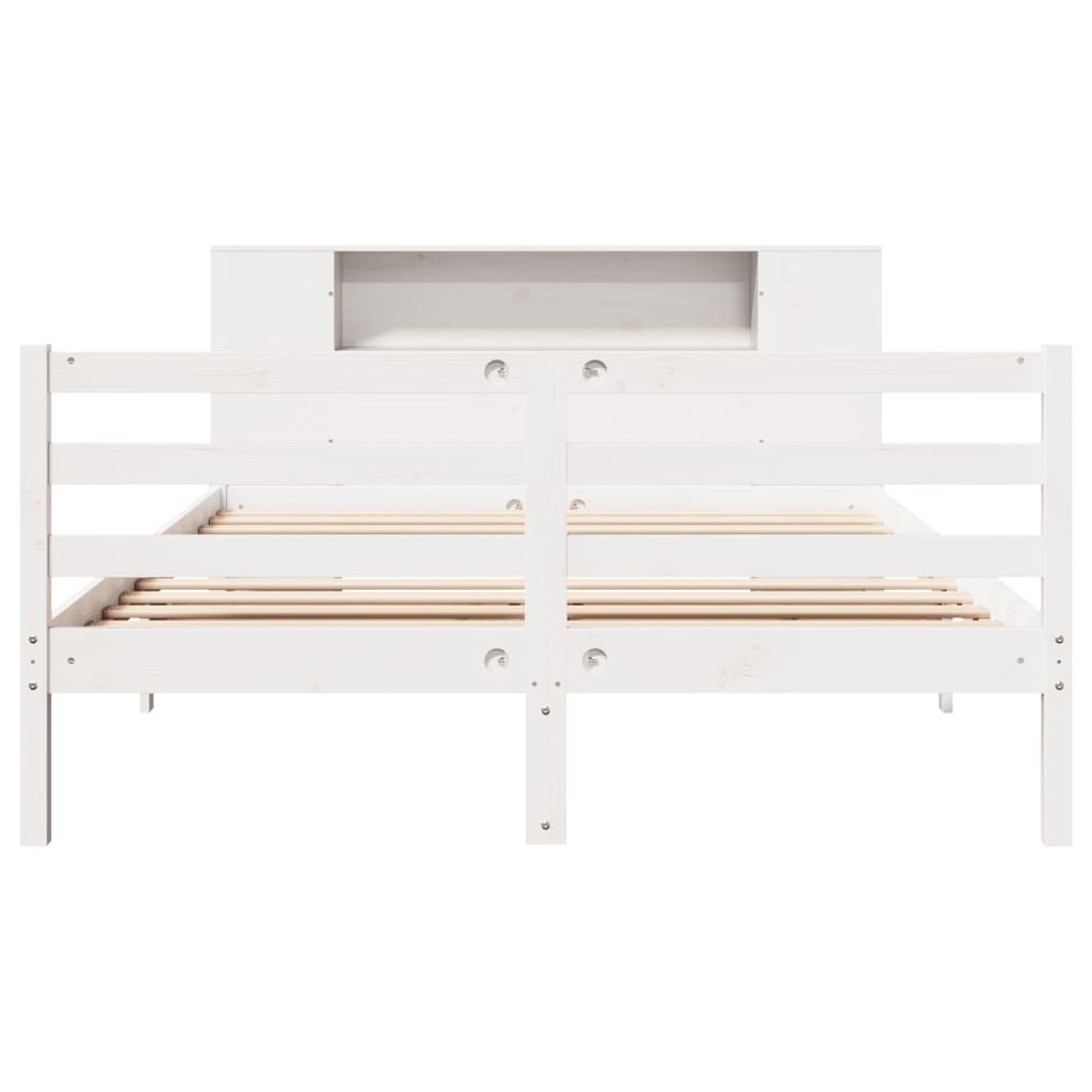 Bookcase Bed without Mattress White 140x200 cm Solid Wood Pine