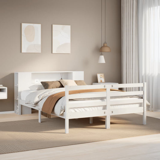 Bookcase Bed without Mattress White 140x200 cm Solid Wood Pine